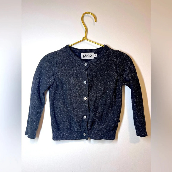 Molo Kids Black Glitter Cardigan Sweater - Picture 1 of 9